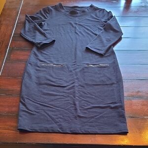 Caslon Black Long Sleeve Dress with Zipper Accents